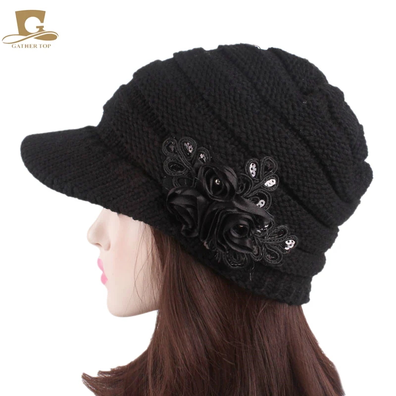 New fashion Women's Winter knitted Cap Brim Visor Cute Beanie hats Knit Soft Warmer with Flower Accent knitted earflap cap
New fashion Women's Winter knitted Cap Brim Visor Cute Beanie hats Knit Soft Warmer with Flower Accent knitted earflap cap