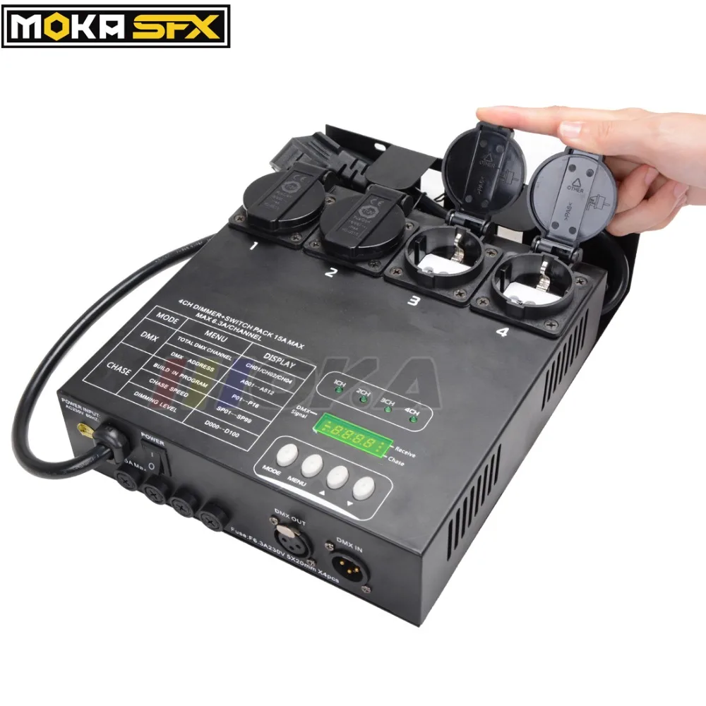 Compact Dimmer and Switch Pack Auto/DMX 512 Light Dimming Mode DMX Dimmer Pack Controller Stand-alone Music Control A001 to A512
Compact Dimmer and Switch Pack Auto/DMX 512 Light Dimming Mode DMX Dimmer Pack Controller Stand-alone Music Control A001 to A512