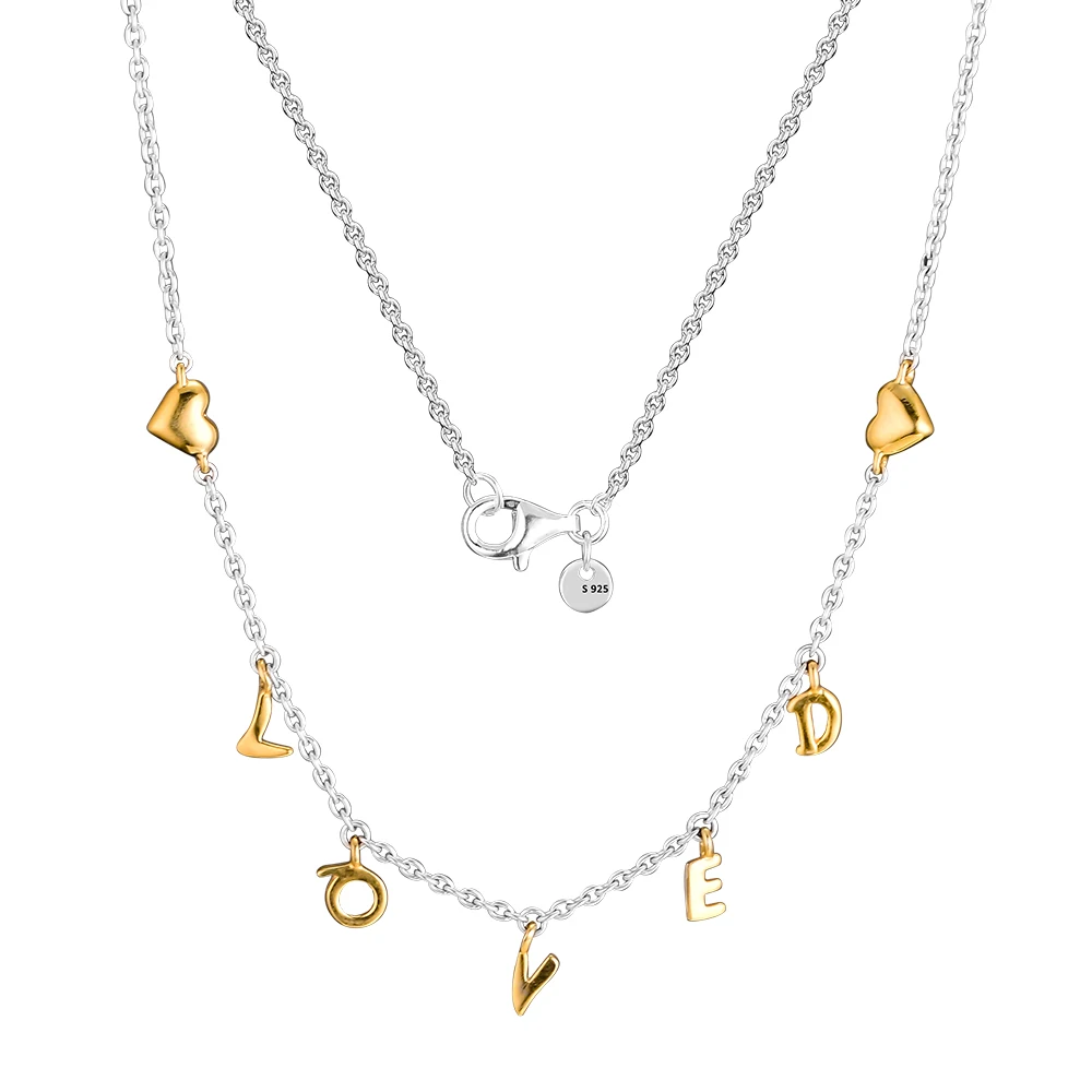 Genuine 925 Sterling Silver Necklace Shine Loved Script Necklaces for Women Fashion Jewelry Party Gift berloques Wholesale
Genuine 925 Sterling Silver Necklace Shine Loved Script Necklaces for Women Fashion Jewelry Party Gift berloques Wholesale