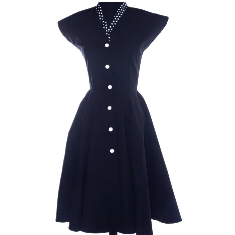 Le Palais Vintage Elegant Black Summer Dress 50s 60s Retro Big Swing Pin Up Cap Sleeve Dress Button Vestidos Robe Femme
Le Palais Vintage Elegant Black Summer Dress 50s 60s Retro Big Swing Pin Up Cap Sleeve Dress Button Vestidos Robe Femme