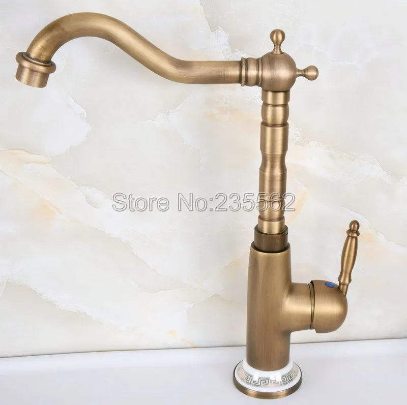 Antique Brass Single Handle Kitchen Faucet Swivel Spout Faucets Mixer Bathroom Basin Sink Tap Deck Mounted Lnf607 
Antique Brass Single Handle Kitchen Faucet Swivel Spout Faucets Mixer Bathroom Basin Sink Tap Deck Mounted Lnf607