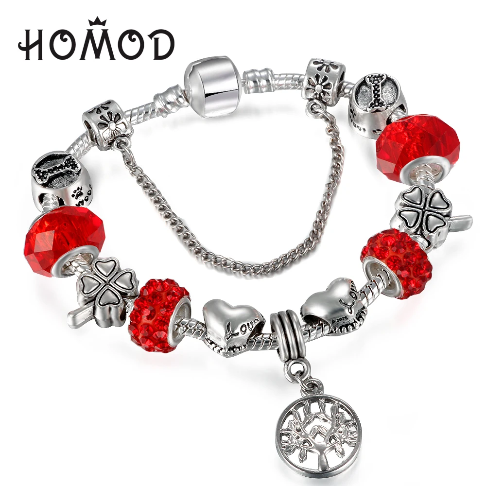 HOMOD Vintage Silver Color Charm Bracelet with Tree of life Pendant & Pink Crystal Ball Fits Brand Bracelet For Women Jewelry
HOMOD Vintage Silver Color Charm Bracelet with Tree of life Pendant & Pink Crystal Ball Fits Brand Bracelet For Women Jewelry