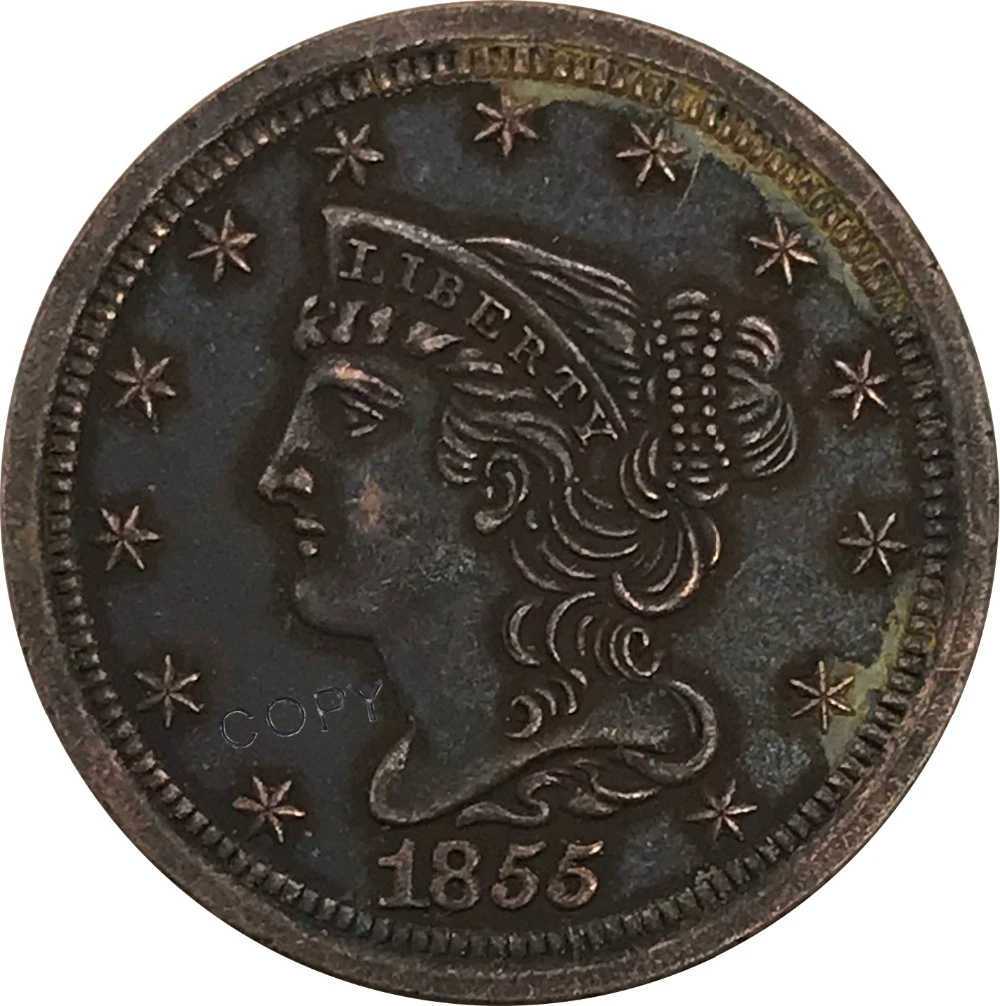 1855 Соединенные Штаты Америки доллар пол-цента коллекционные предметы красная медная копия монеты
1855 Соединенные Штаты Америки доллар пол-цента коллекционные предметы красная медная копия монеты
