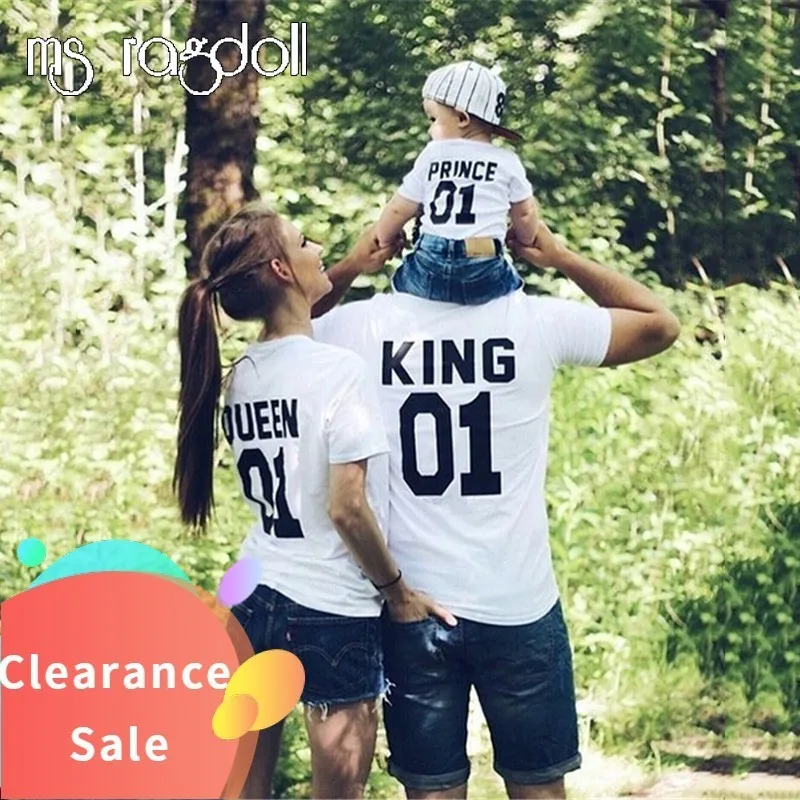 Хлопковая футболка больших размеров летний топ в стиле хип хоп King01 Queen01 детская