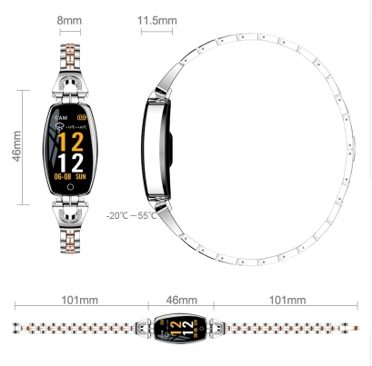 H8 женские модные Смарт-часы металлические часы пульсометр артериальное давление