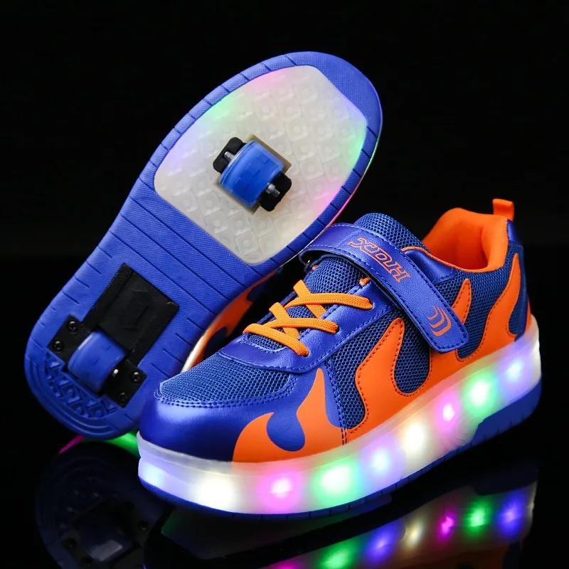 Two Wheels Blue Black Luminous Sneakers Led Light Roller Skate Shoes for Children Kids Shoes Boys Girls Shoes Light Up Unisex
Two Wheels Blue Black Luminous Sneakers Led Light Roller Skate Shoes for Children Kids Shoes Boys Girls Shoes Light Up Unisex
