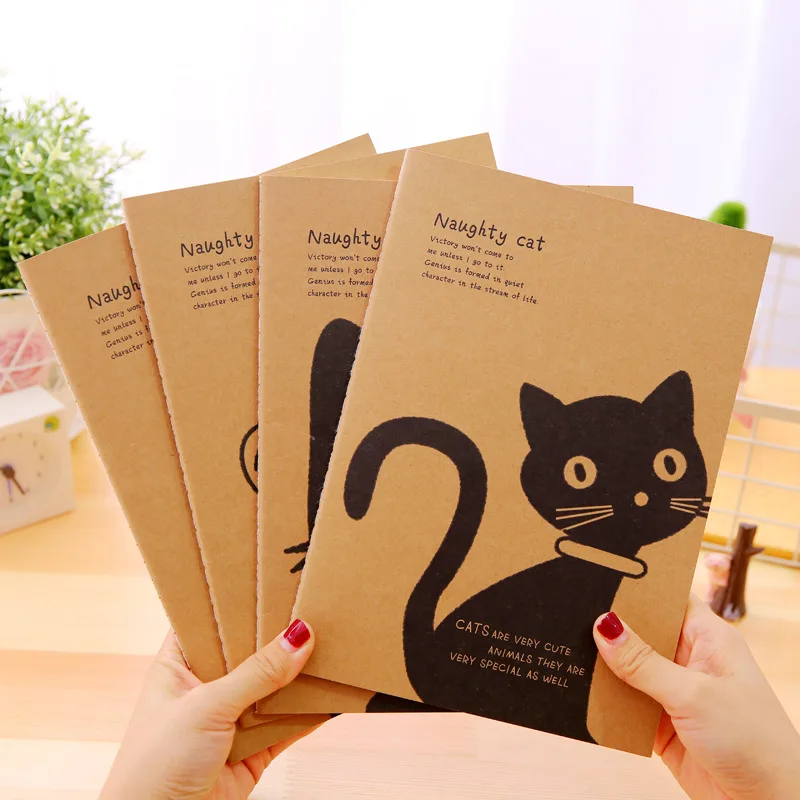 4 шт./лот милый симпатичный блокнот Nauty-Cat-Kitty из крафт-бумаги и Дневник для школы