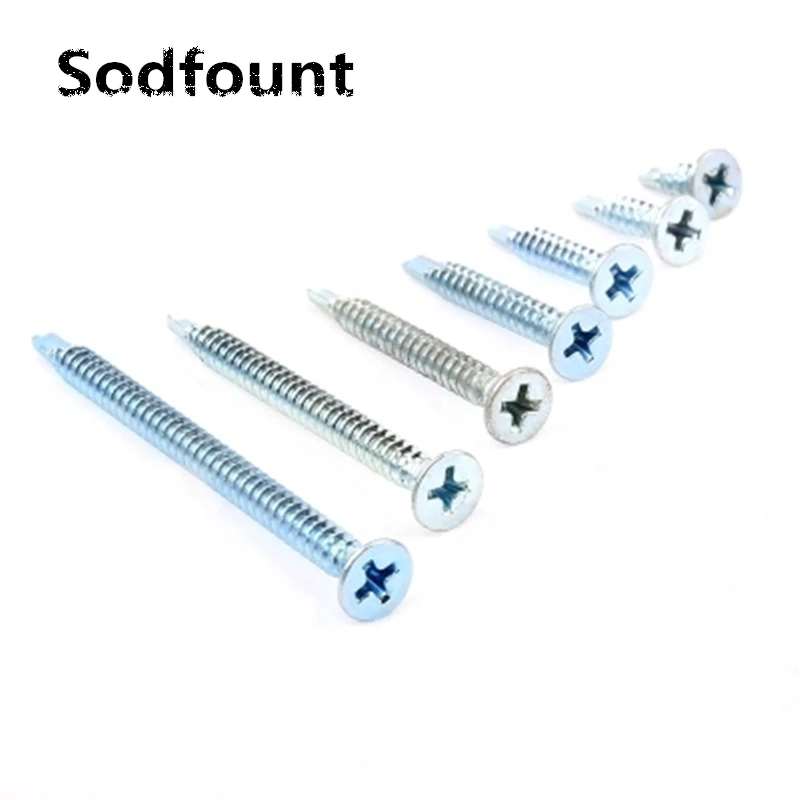 Саморезы с потайной головкой, 20 шт., саморезы M4.2 * 13-63 мм, плоский болт из голубого и белого цинка 
Саморезы с потайной головкой, 20 шт., саморезы M4.2 * 13-63 мм, плоский болт из голубого и белого цинка