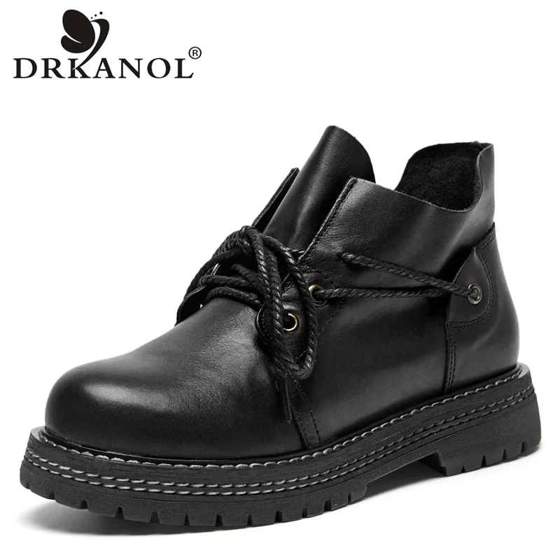 DRKANOL Autumn Winter Handmade Genuine Leather Boots Women Ankle Boots Warm Shoes Flat Heel Motorcycle Boots Female Footwear
DRKANOL Autumn Winter Handmade Genuine Leather Boots Women Ankle Boots Warm Shoes Flat Heel Motorcycle Boots Female Footwear