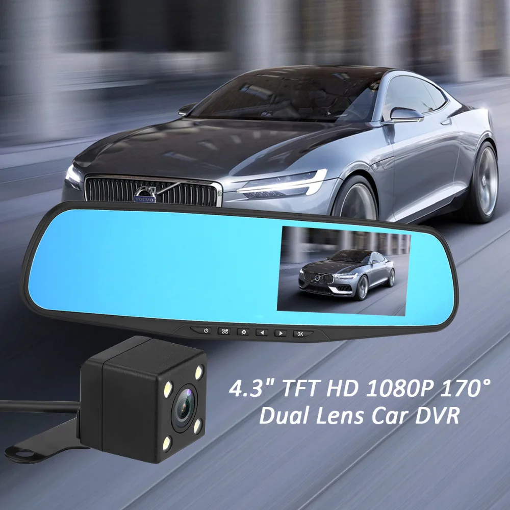 Q103B Автомобильный видеорегистратор Full HD 1080P 4 3 "TFT ЖК 170 градусов двойной
