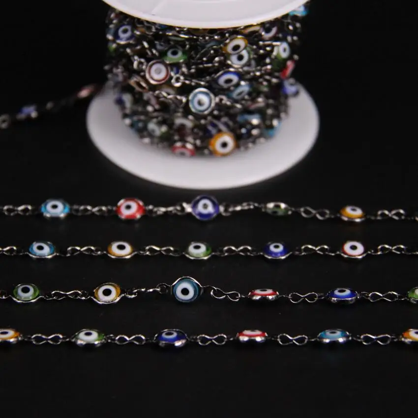 6mm,Colourful Evil Eye Lampwork Bead Metal Black Chain,Drip Oil Mixed Glass Coin bead Gun Black Rosary Chain,DIY Crafts Necklace
6mm,Colourful Evil Eye Lampwork Bead Metal Black Chain,Drip Oil Mixed Glass Coin bead Gun Black Rosary Chain,DIY Crafts Necklace