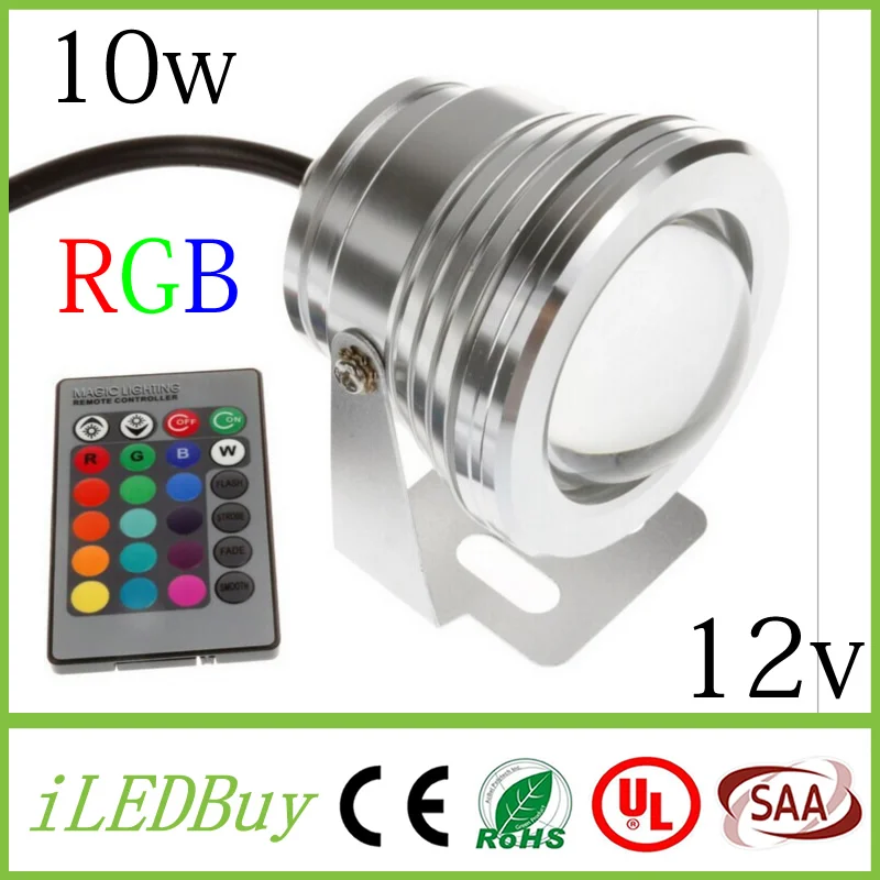 Светодиодные подводные огни RGB 10 Вт DC12V 1000LM фонтан для бассейна с пультом