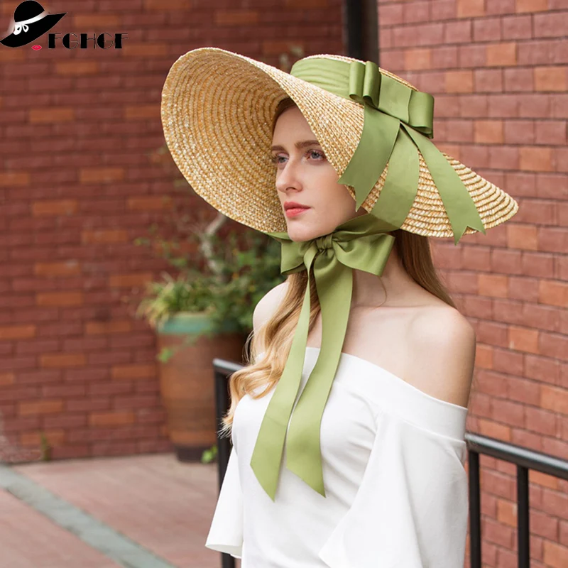 FGHGF 2018 Elegant Women Bohemian Style Straw Hat Wide Brim Summer Beach Hat Green Silk Band Sun Hat Floppy Kentucky Derby Hat
FGHGF 2018 Elegant Women Bohemian Style Straw Hat Wide Brim Summer Beach Hat Green Silk Band Sun Hat Floppy Kentucky Derby Hat