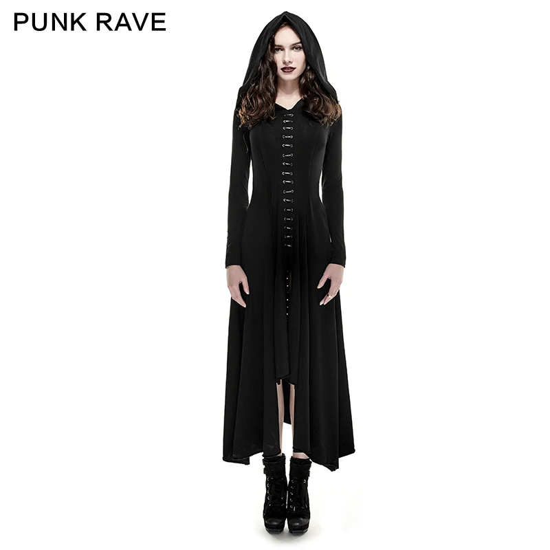 Punk Rave Black Gothic Knit Skinny Long Dress Slim Irregular Big Swing Hooded Long Dress Q-290
Punk Rave Black Gothic Knit Skinny Long Dress Slim Irregular Big Swing Hooded Long Dress Q-290
