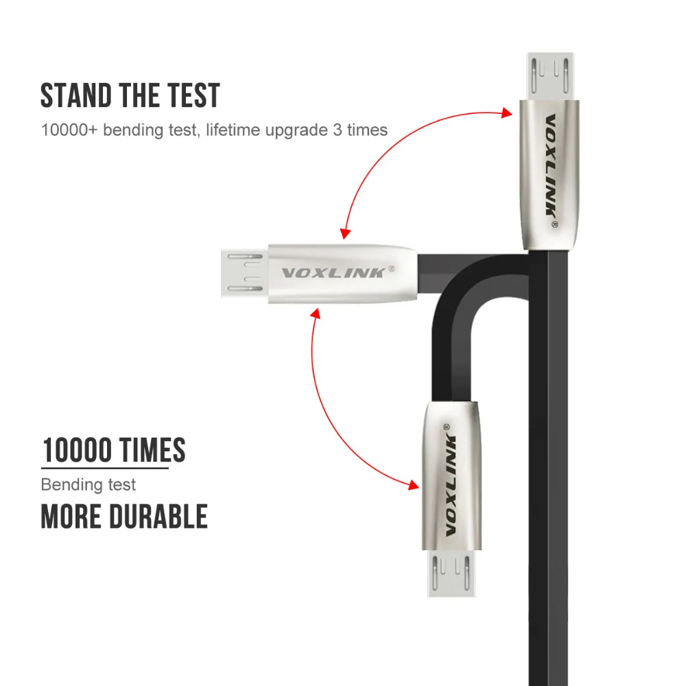 VOXLINK Wholesale 5pcs/lot 3D Zinc Alloy Fast Charging Data Sync Micro USB Cable for Samsung HTC LG huawei Android phones | Мобильные