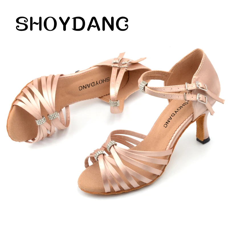 SHOYDANC Women Dance Shoes Sandals Skin Color/Black Woman Satin Latin Dance Shoes Rhinestone Buckle Embellishment Dance Shoes
SHOYDANC Women Dance Shoes Sandals Skin Color/Black Woman Satin Latin Dance Shoes Rhinestone Buckle Embellishment Dance Shoes