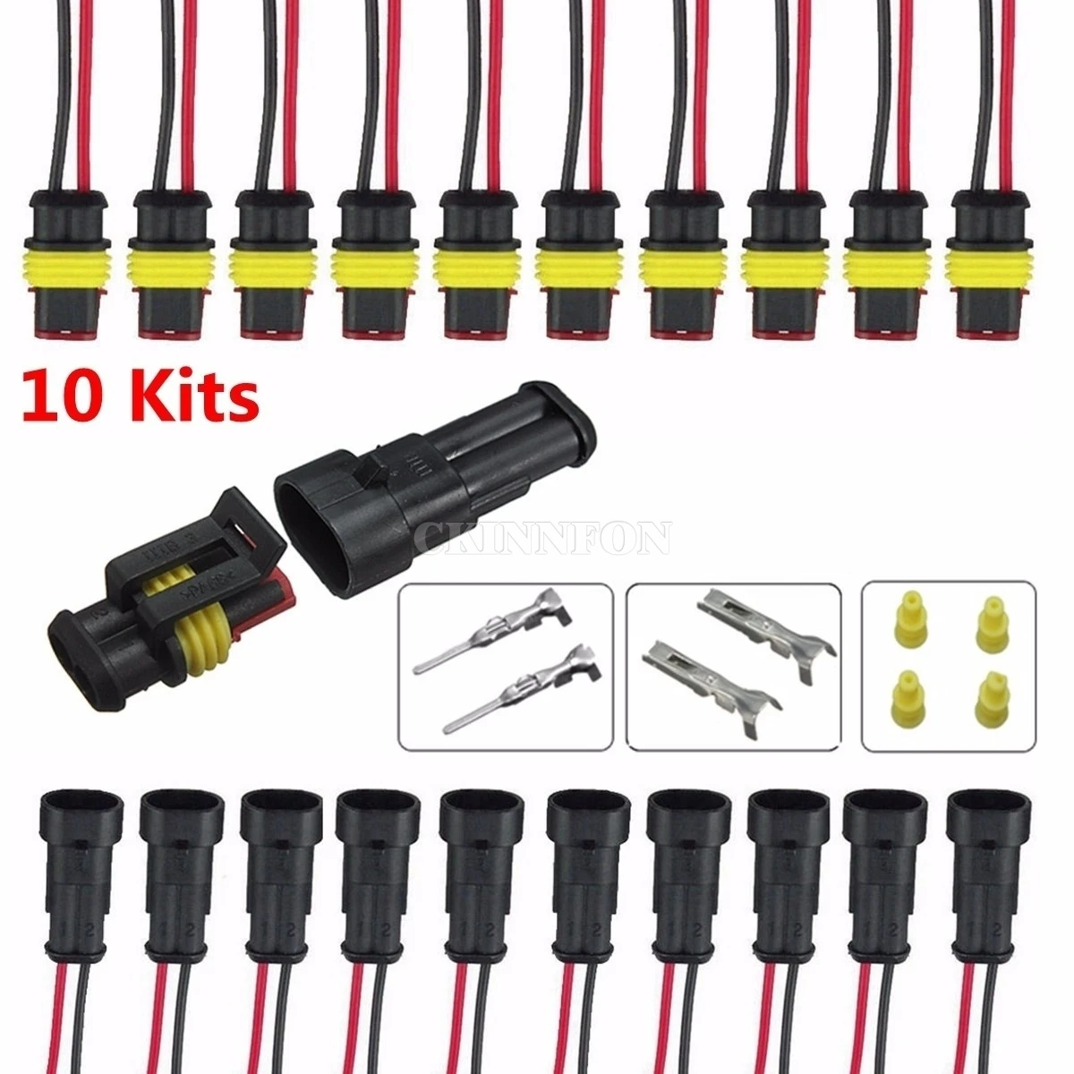 200set X 10 Kits 2 Pin Way Sealed Waterproof Electrical Wire Connector Plug Car Auto Set
200set X 10 Kits 2 Pin Way Sealed Waterproof Electrical Wire Connector Plug Car Auto Set
