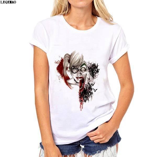 Для женщин футболка 3D печатных ужас Gilr DC Comics Повседневное футболки с коротким