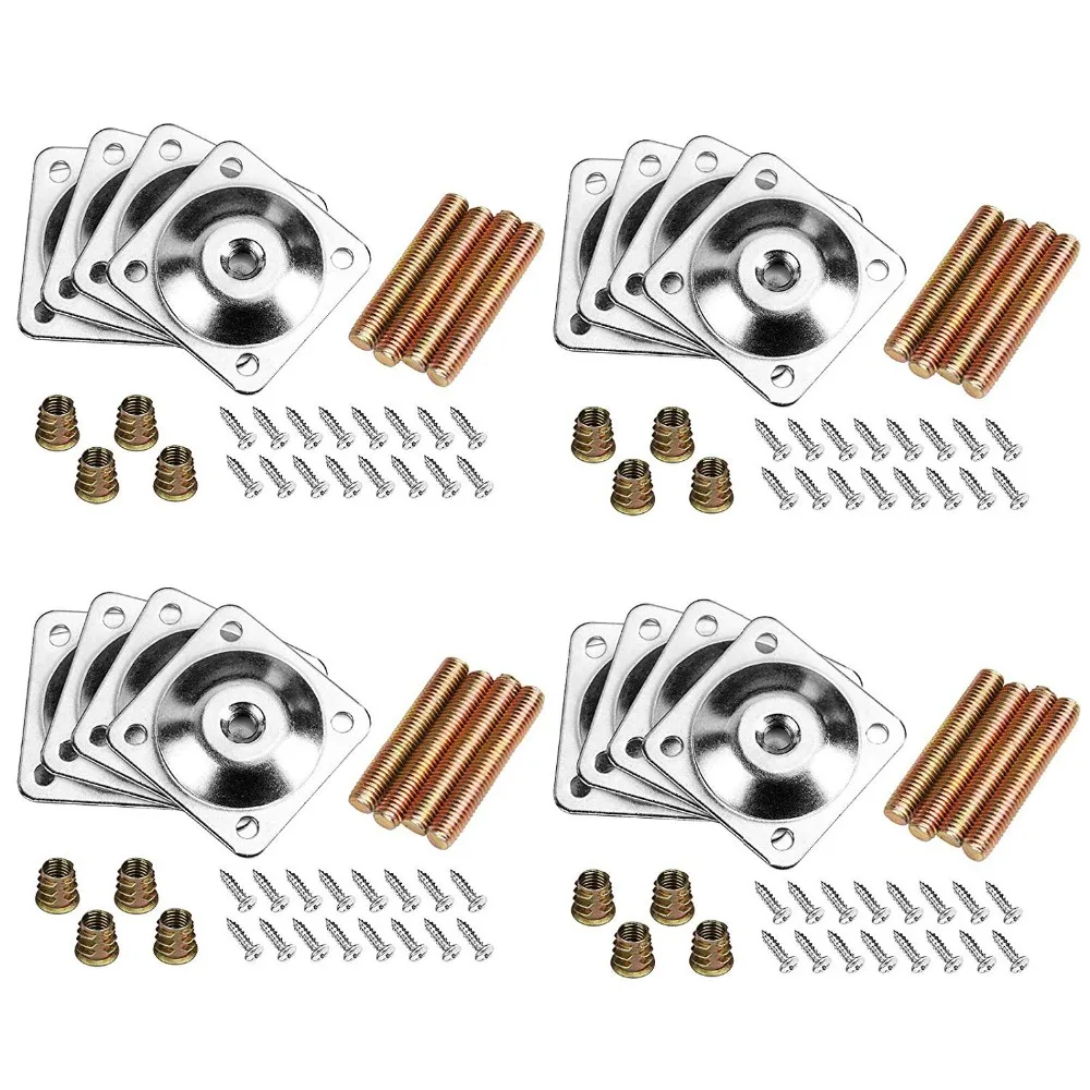 16Pcs Sofa Table Leg Connector Mounting Plates Furniture Fixed Attachment Iron Bracket with M8 Hanger Bolts Screws
16Pcs Sofa Table Leg Connector Mounting Plates Furniture Fixed Attachment Iron Bracket with M8 Hanger Bolts Screws