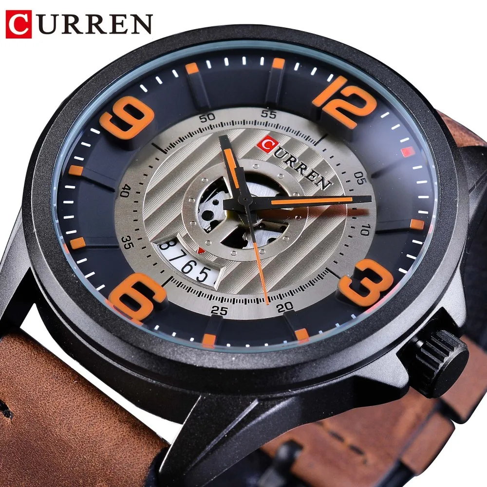 CURREN Fashion 3D Dial Calendar Display Brown Genuine Leather Belt Mens Military Watch Top Brand Luxury Quartz Sport Wristwatch
CURREN Fashion 3D Dial Calendar Display Brown Genuine Leather Belt Mens Military Watch Top Brand Luxury Quartz Sport Wristwatch