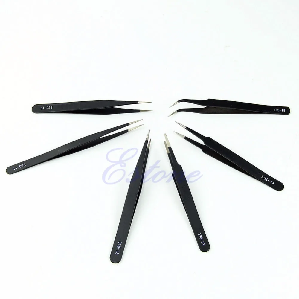 

6Pcs/lot Resists Corrosion Safe Anti-static Tweezers Maintenance Tools ESD10-15 Hot