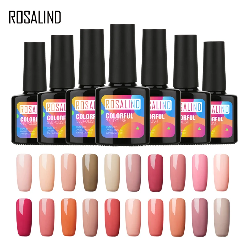 ROSALIND Gel nail polish 10ML Nude Series UV Hybrid gel Polish Set for paint Need top coat base nails Soak Off Varnish | Красота и