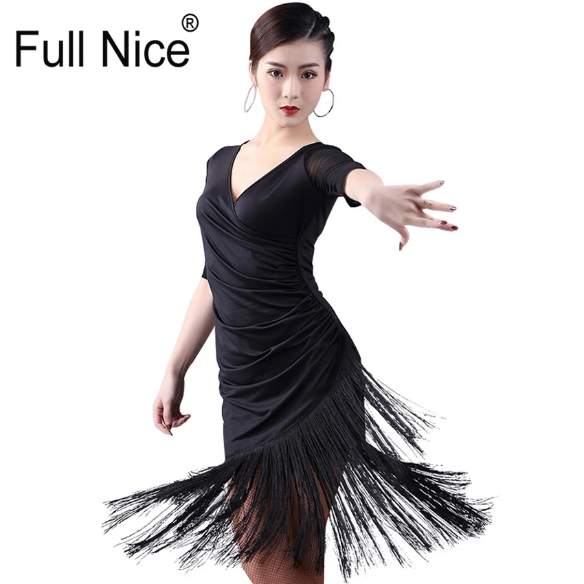 Latin dance dress Black V neck Tassel one piece fringe clothes Tango Salsa Samba Rumba Flamengo Ballroom Dance
Latin dance dress Black V neck Tassel one piece fringe clothes Tango Salsa Samba Rumba Flamengo Ballroom Dance