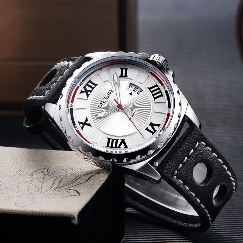 MEGIR Fashion Men's Watches Luxury Silver Business Men Wristwatch Date Waterproof Sport Leather Strap Clock Relogio Masculino
MEGIR Fashion Men's Watches Luxury Silver Business Men Wristwatch Date Waterproof Sport Leather Strap Clock Relogio Masculino