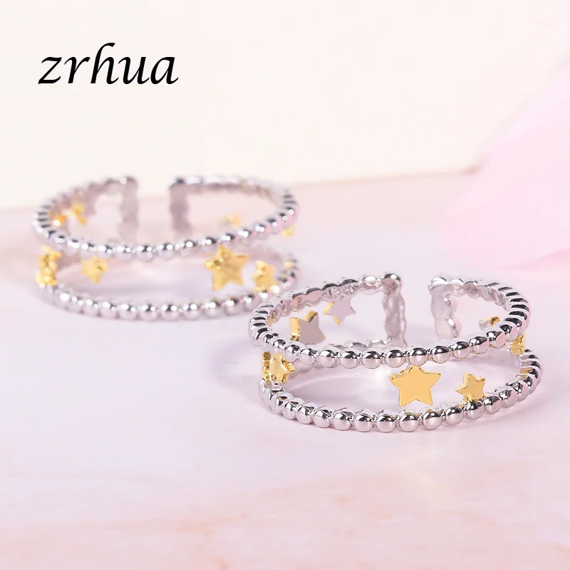 ZRHUA 925 Sterling Silver Ring Shiny Gold Color Star Stackable Ring With Crystal Rings For Women Wedding Party Gift Jewelry
ZRHUA 925 Sterling Silver Ring Shiny Gold Color Star Stackable Ring With Crystal Rings For Women Wedding Party Gift Jewelry