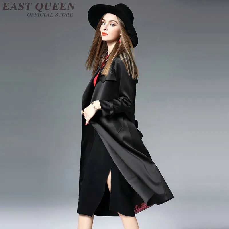 Long outwear elegant clothes for women casual autumn trench coat turn-down collar with belt skirt slim DD337 F | Женская одежда