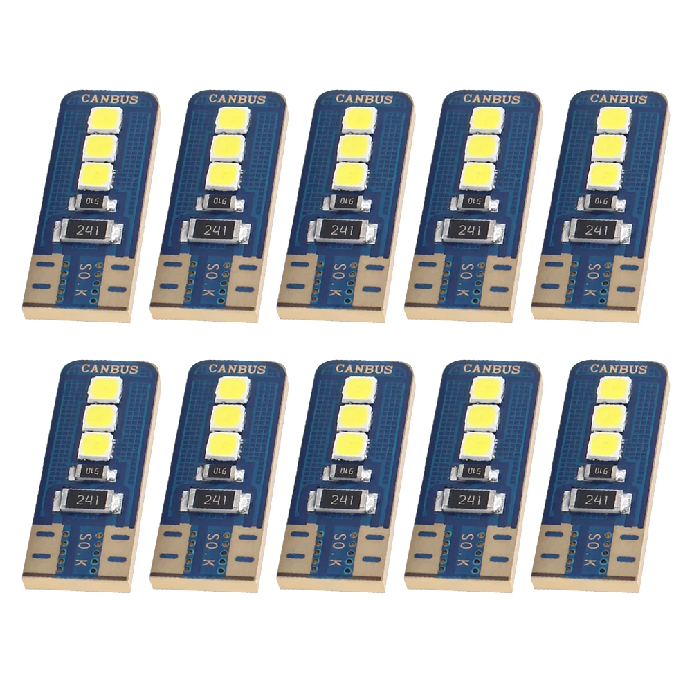 10pcs T10 Canbus LED T10 W5W 6 Chips 3030 SMD LED Bulbs White for Car Auto Dome Reading Light License Plate Light Lamps DC 12V
10pcs T10 Canbus LED T10 W5W 6 Chips 3030 SMD LED Bulbs White for Car Auto Dome Reading Light License Plate Light Lamps DC 12V
