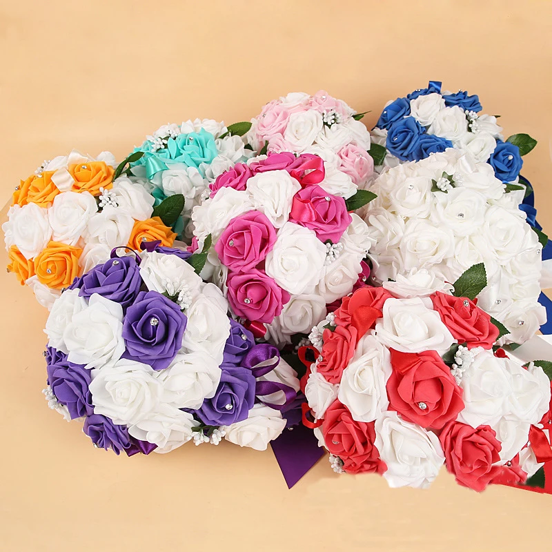 Crystal Bridesmaid Bridal Bouquets Rose Artificial Foam Flower Handmade Water Drop Shaped Wedding Bouquet 2018 New Hot Sale
Crystal Bridesmaid Bridal Bouquets Rose Artificial Foam Flower Handmade Water Drop Shaped Wedding Bouquet 2018 New Hot Sale