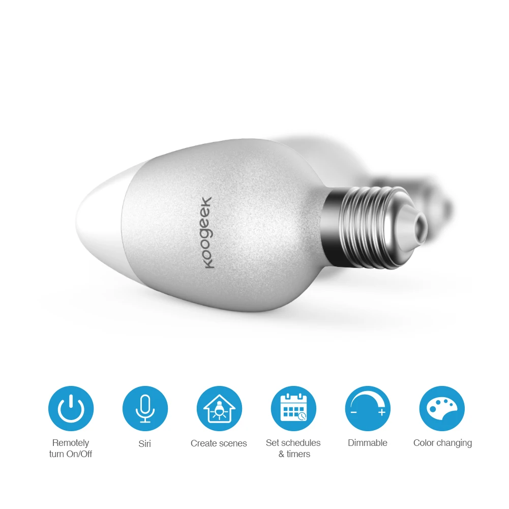 Смарт лампа Koogeek HomeKit E27 8 Вт светодиодная меняющая цвет работает с Apple Поддержка