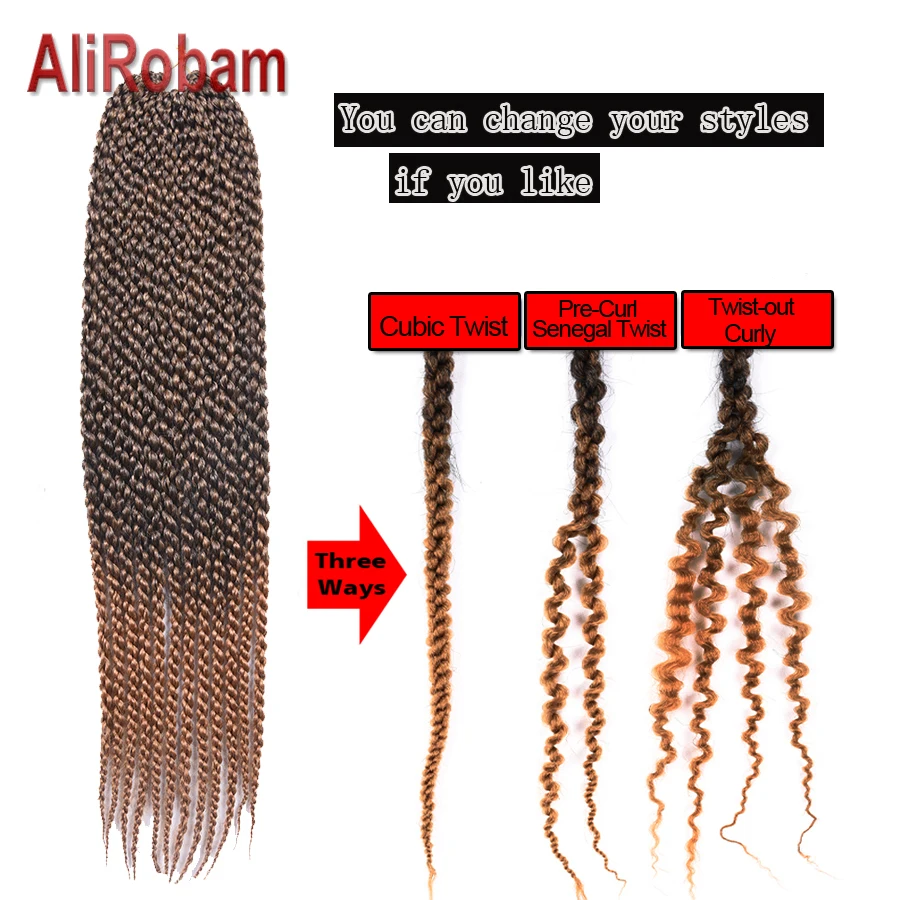 AliRobam 3D кубический крученые крючки для волос 22 дюйма накладные волосы с эффектом