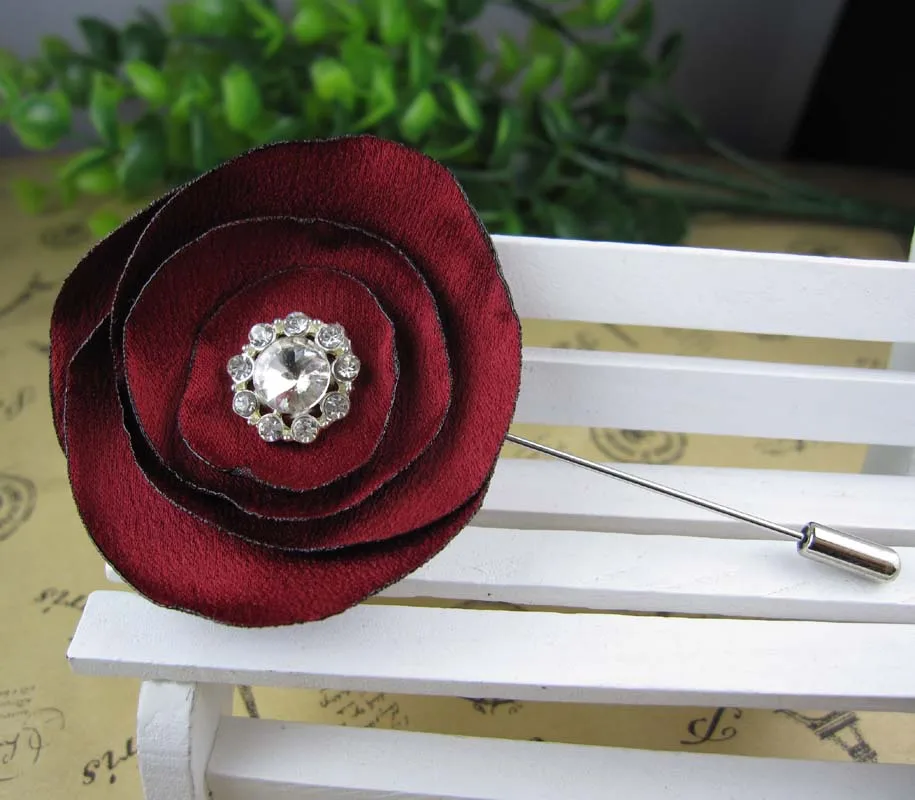 

Free shipping!newest 12PCS/LOT 5cm Burnt edges cloth flowers stick pins fabric flowers brooch pins