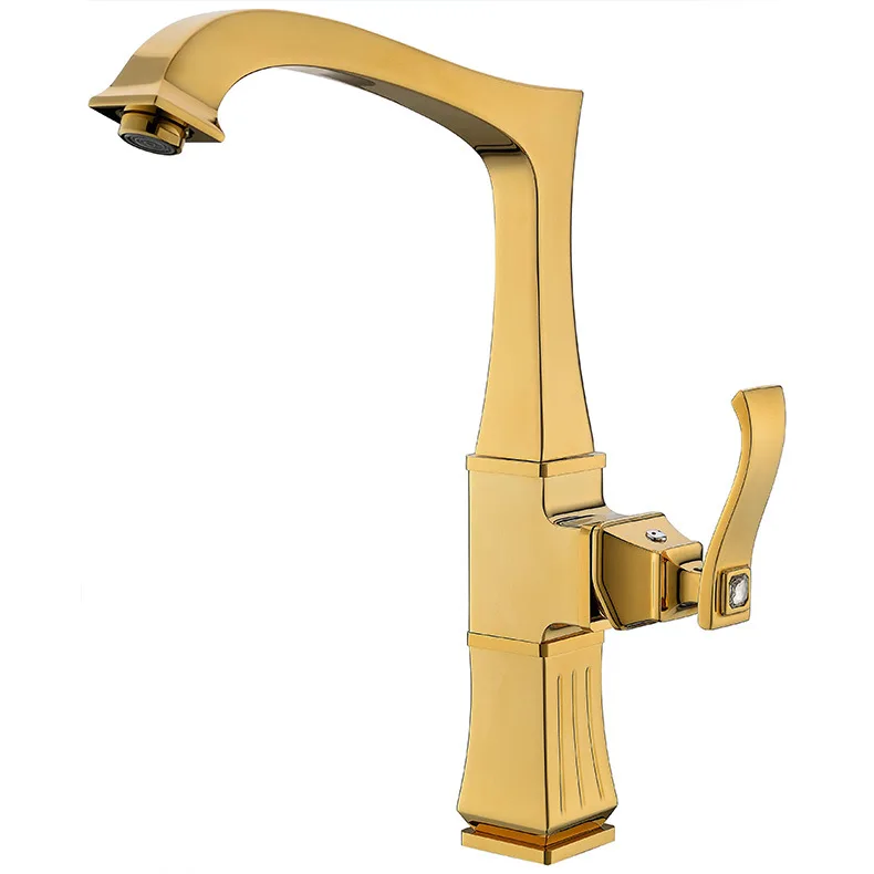 

Роскошный Золотой высококачественный латунный Высокий кран для раковины для ванной комнаты, однорычажный кран с ручкой для туалета, Золото...