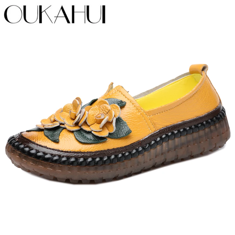 OUKAHUI Retro Handmade Genuine Leather Loafers Flat Shoes Women Spring Round Toe Appliques Soft Slip-On Casual Lady Flat Shoes
OUKAHUI Retro Handmade Genuine Leather Loafers Flat Shoes Women Spring Round Toe Appliques Soft Slip-On Casual Lady Flat Shoes