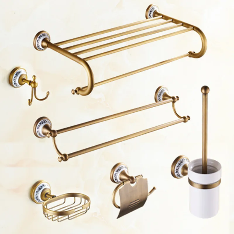 Antique Brass Ceramic Bathroom Hardware Sets Wall Mounted Round Base Bathroom Accessories Products
Antique Brass Ceramic Bathroom Hardware Sets Wall Mounted Round Base Bathroom Accessories Products