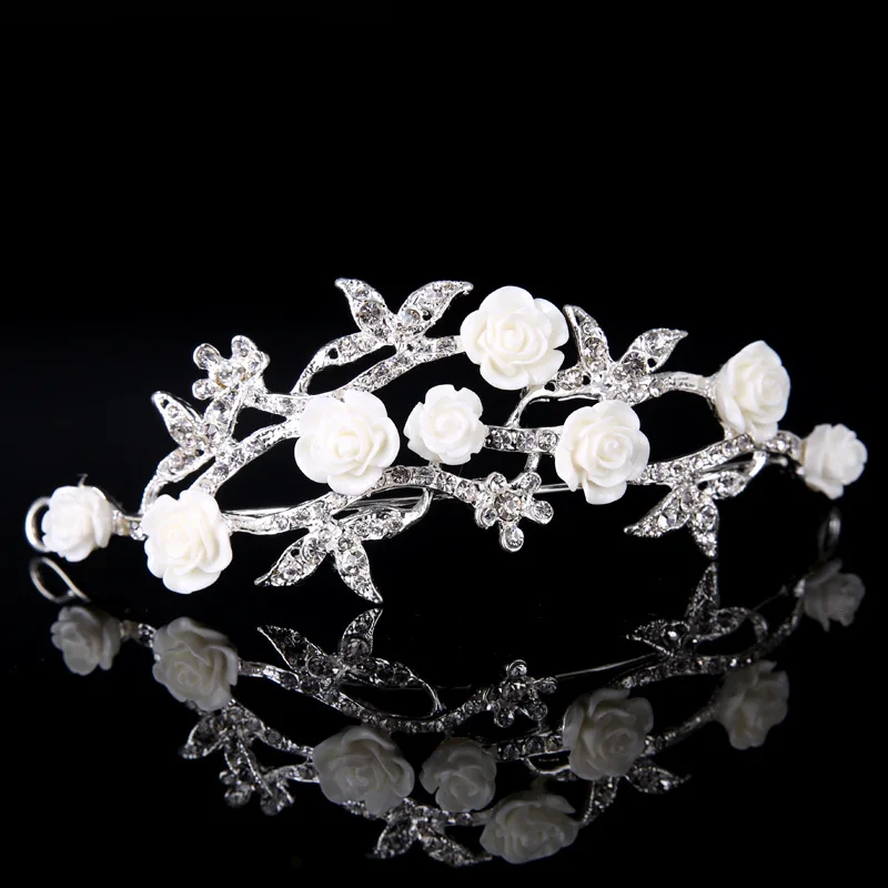 Серебряные невесты корона сплава со стразами Hairbands Европейский стиль цветы