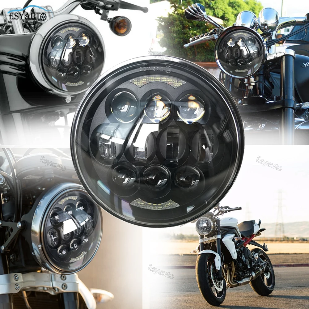 5.75 Inch 5-3/4" Round LED Headlight Projector Hi/Lo Beam with DRL Halo Ring Angel Eyes for Motorcycle (Black)
5.75 Inch 5-3/4" Round LED Headlight Projector Hi/Lo Beam with DRL Halo Ring Angel Eyes for Motorcycle (Black)