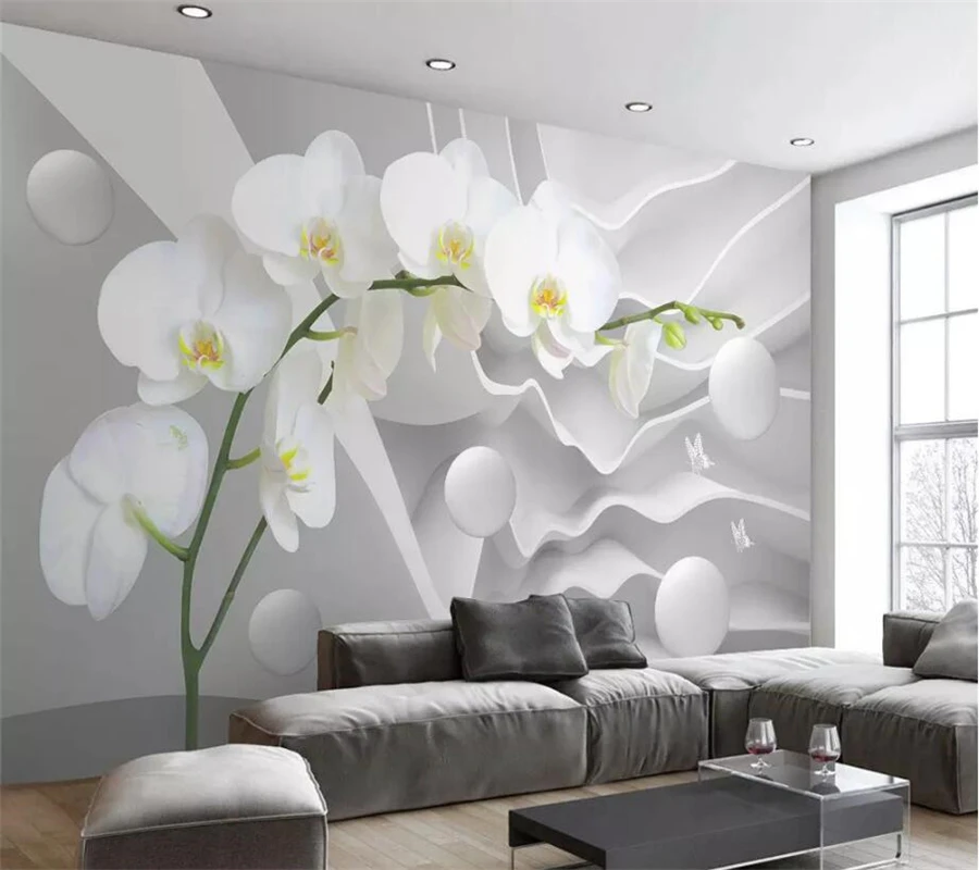 

wellyu Custom wallpaper 3d photo mural stereo abstract space phalaenopsis ball обои TV background wall papel de parede wallpaper