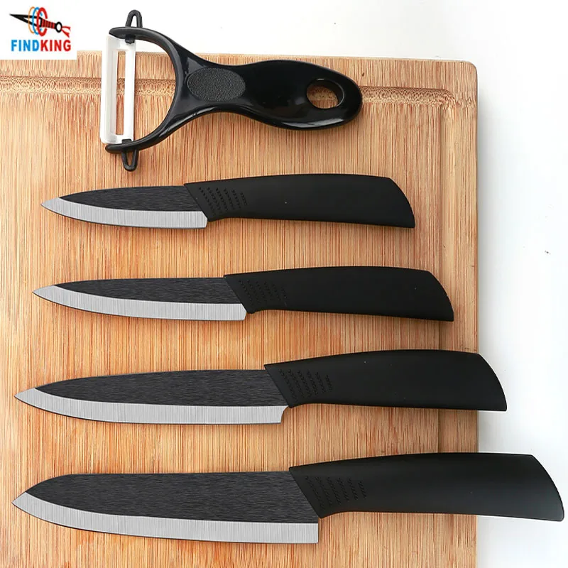 

FINDKING Top quality Zirconia black blade 3" 4" 5" 6" inch + Peeler + covers ceramic knife set kitchen Paring Fruit knife