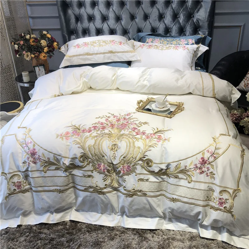 luxury Embroidered 120S Egyeptian cotton White Royal Bedding sets Queen King Wedding Duvet cover Bed sheet set Pillowcases 4pcs
luxury Embroidered 120S Egyeptian cotton White Royal Bedding sets Queen King Wedding Duvet cover Bed sheet set Pillowcases 4pcs