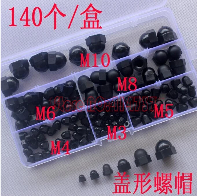 140pcs/lot M3/M4/M5/M6/M8/M10 Black or White Plastic Nylon Cap Nuts kit Decorative plastic Nut
140pcs/lot M3/M4/M5/M6/M8/M10 Black or White Plastic Nylon Cap Nuts kit Decorative plastic Nut