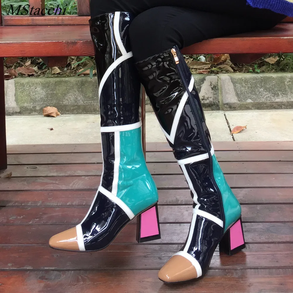 Mstacchi Newest Mixed Color Thigh High Boots Women Thick High Heels Winter Boots ladies Patchwork Square Toe Knee High Boots
Mstacchi Newest Mixed Color Thigh High Boots Women Thick High Heels Winter Boots ladies Patchwork Square Toe Knee High Boots