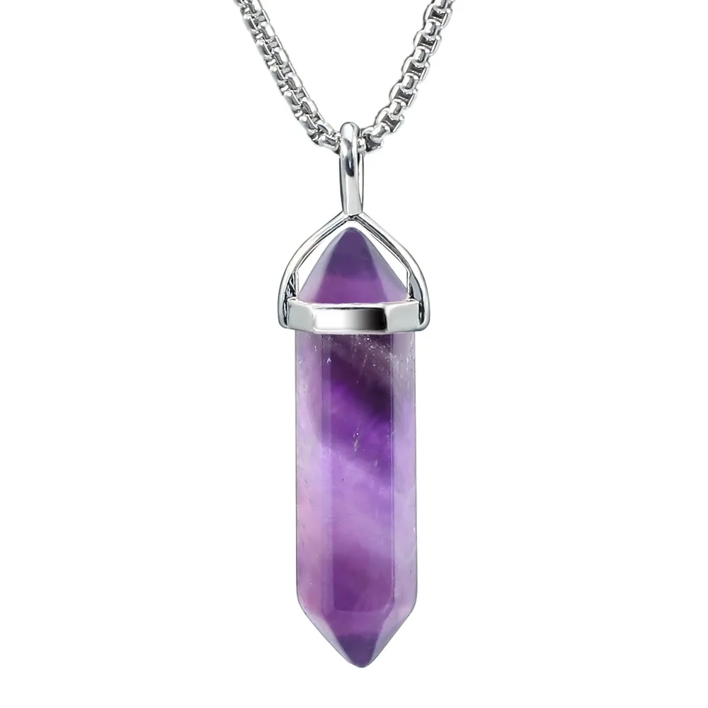 Gem Necklace Hexagonal Pointed Healing Reiki Chakra Pendant Necklace with Stainless Steel Chain 18 Inches
Gem Necklace Hexagonal Pointed Healing Reiki Chakra Pendant Necklace with Stainless Steel Chain 18 Inches