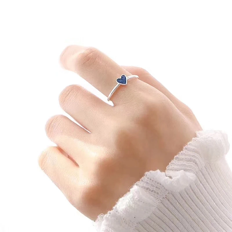 YAOLOGE 925 Sterling Silver Korean Trend Blue Heart-Shaped Open Ring Ladies Fashion Jewelry Wedding Accessories
YAOLOGE 925 Sterling Silver Korean Trend Blue Heart-Shaped Open Ring Ladies Fashion Jewelry Wedding Accessories