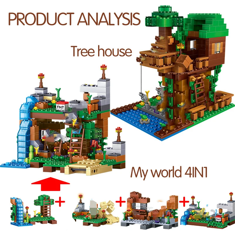 1208PCS 3IN1 My World Village Warhorse City Tree House Waterfall Building Blocks Compatible Toys For Kids 
1208PCS 3IN1 My World Village Warhorse City Tree House Waterfall Building Blocks Compatible Toys For Kids