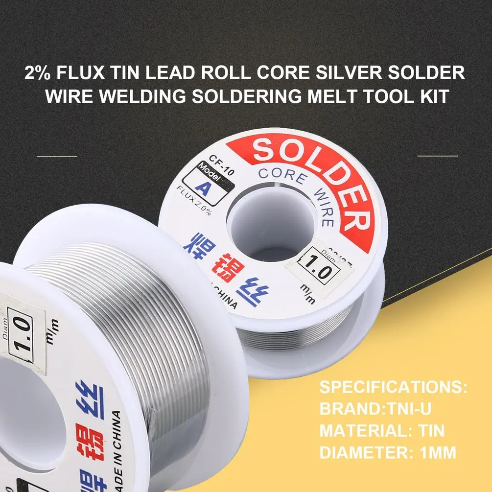 1.0mm 2% Flux Tin Lead Rosin Roll Core Silver Solder Wire Welding Soldering Repairing Tool Reel Melt Kit Electric Melting
1.0mm 2% Flux Tin Lead Rosin Roll Core Silver Solder Wire Welding Soldering Repairing Tool Reel Melt Kit Electric Melting