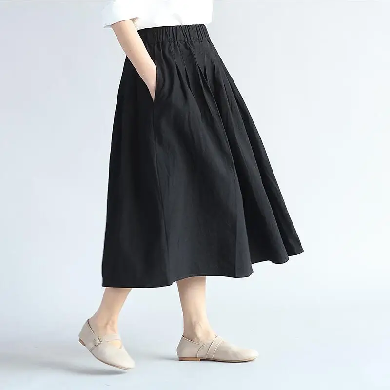 New 2021 Spring Summer Women's Fashion Cotton Linen Solid Color Skirt High waist Pleated Skirt Casual Long Skirts Female sk335
New 2021 Spring Summer Women's Fashion Cotton Linen Solid Color Skirt High waist Pleated Skirt Casual Long Skirts Female sk335